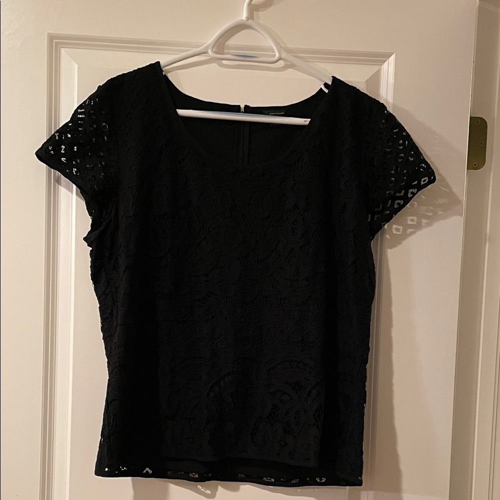 Ann Taylor Elegant Black Lace Top